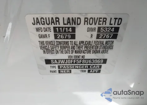 2015 Jaguar Xf 3.0 Portfolio/3.0 Sport from USA, damaged, VIN SAJWJ0FF5F8U63069